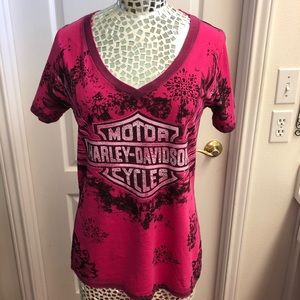 Pink & Black Harley Davidson Shirt